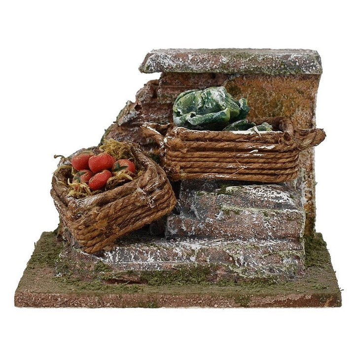 Murete con cestas de verduras para belén cm 10x9x7 h.