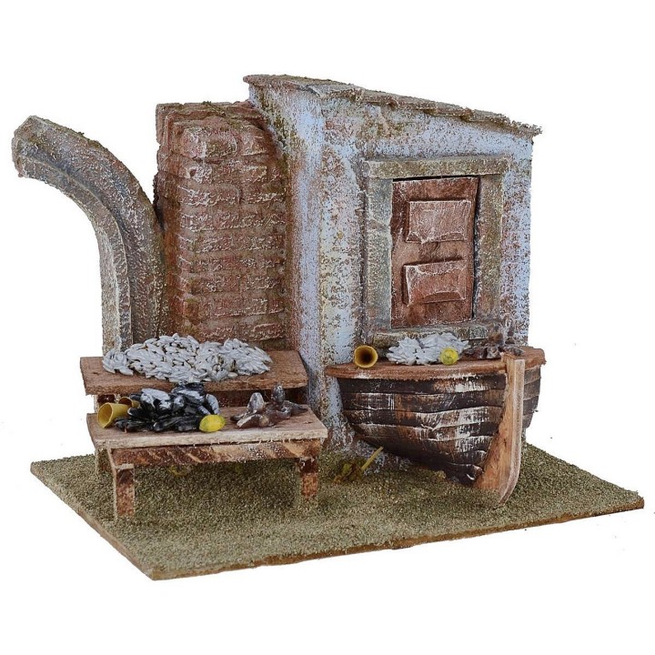 Pescadería con naufragio cm 19,5x14,5x15,4 h para estatuas 10