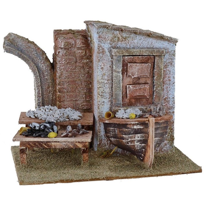 Pescadería con naufragio cm 19,5x14,5x15,4 h para estatuas 10