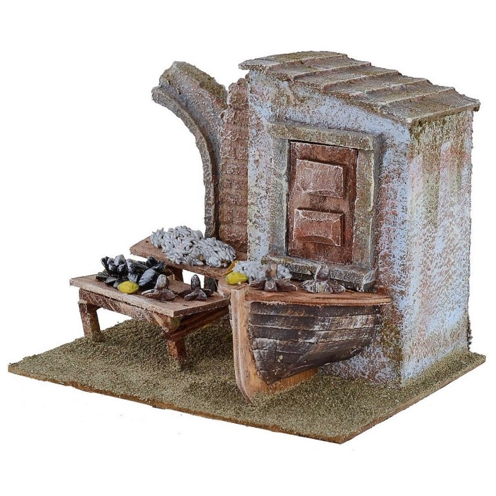 Pescadería con naufragio cm 19,5x14,5x15,4 h para estatuas 10