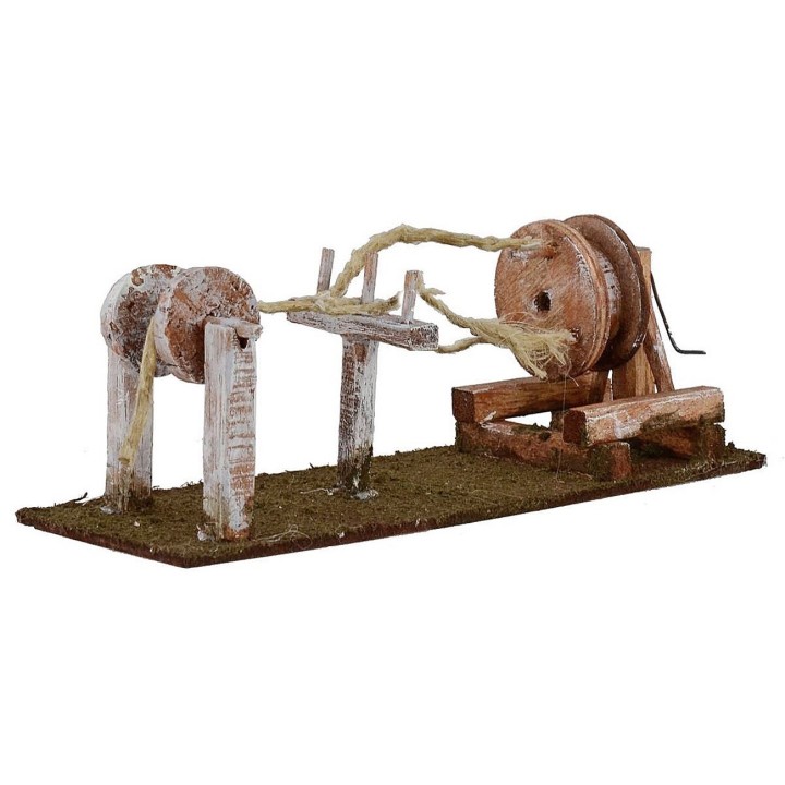 Rueda de hilandero a mano cm 19,5x7x7,5 h para estatuas cm 10