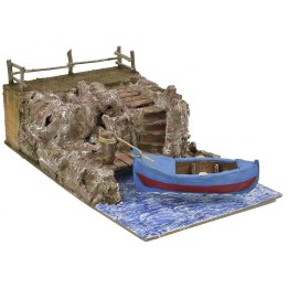 Escenografía con barco pesquero de 49x29x18 cm de alto para