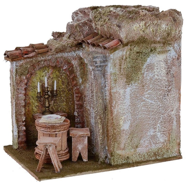 Vineria con dehor cm 19,5x14,5x19,4 h per statue 10 cm