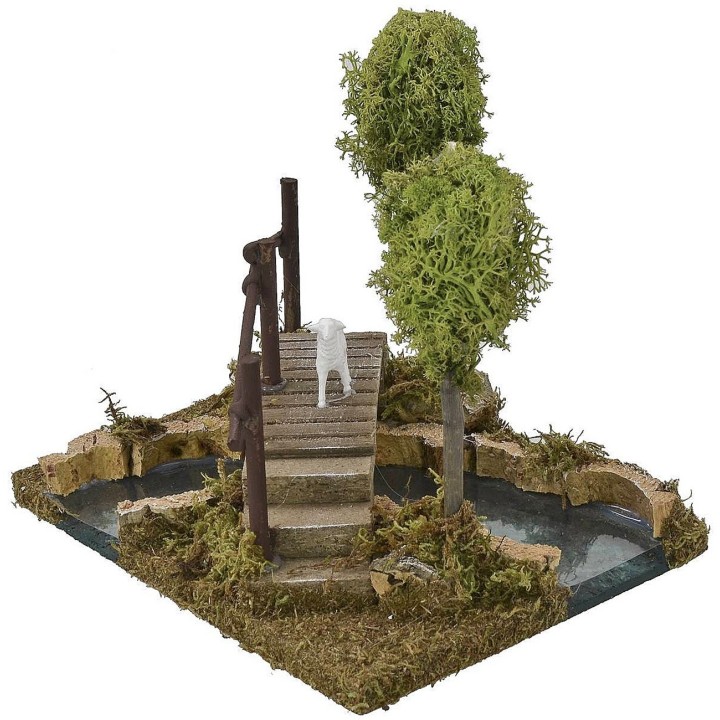 Fiume curva a destra componibile con ponte cm 20x14,5x16,5 h