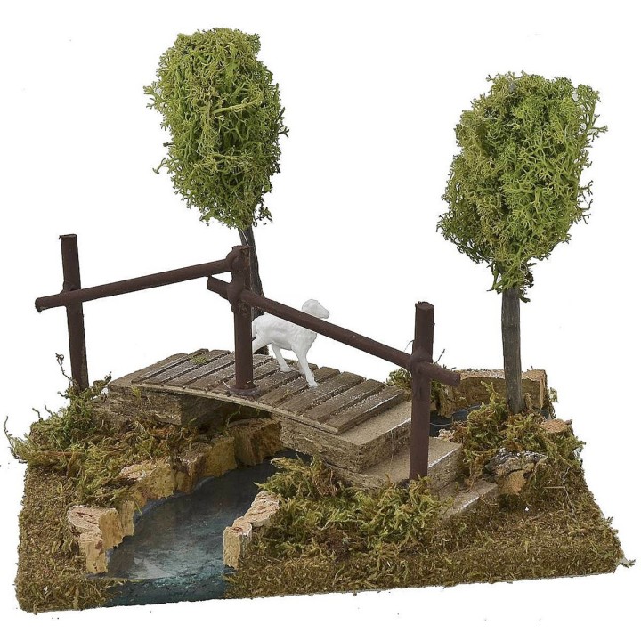 Fiume curva a destra componibile con ponte cm 20x14,5x16,5 h