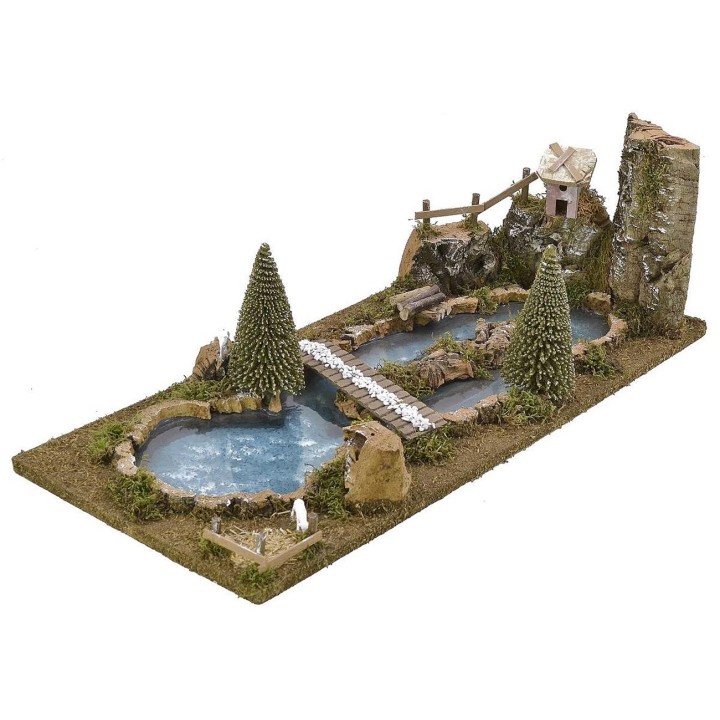 Paesaggio naturale con laghetto effetto acqua cm 54x23,5x18 h