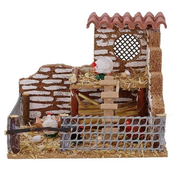 Pollaio con galline cm 11,8x9,4x9,7 h