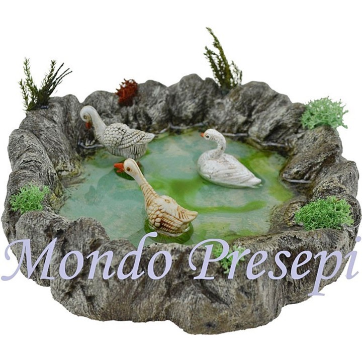 Laghetto magico in resina con cigni