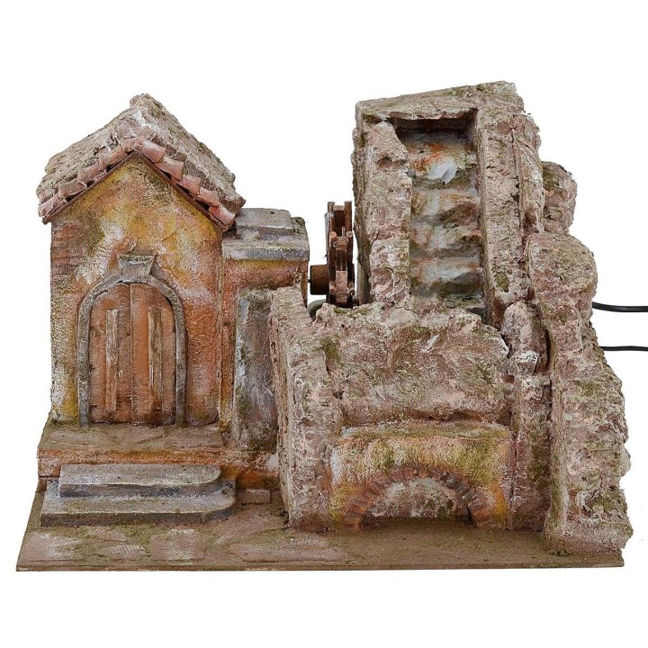 Mulino ad acqua con cascata funzionante cm 39x30x27 h