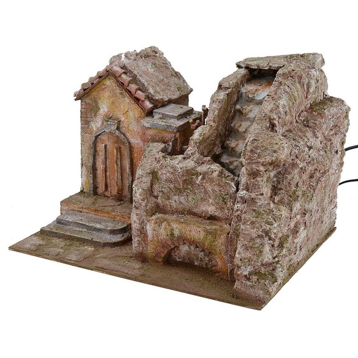 Mulino ad acqua con cascata funzionante cm 39x30x27 h