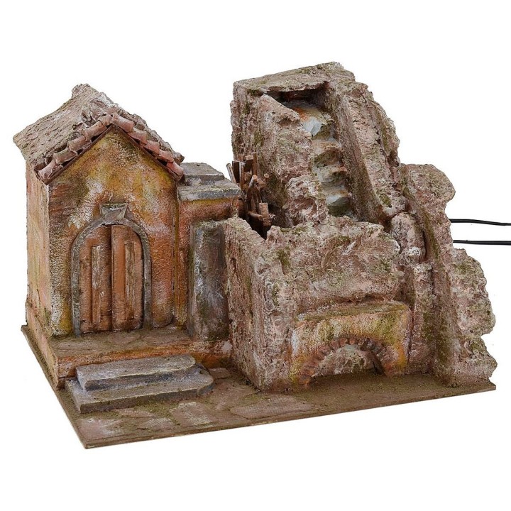 Mulino ad acqua con cascata funzionante cm 39x30x27 h