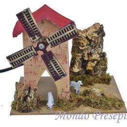 Molino de viento en funcionamiento de 15x10x12 cm de altura.