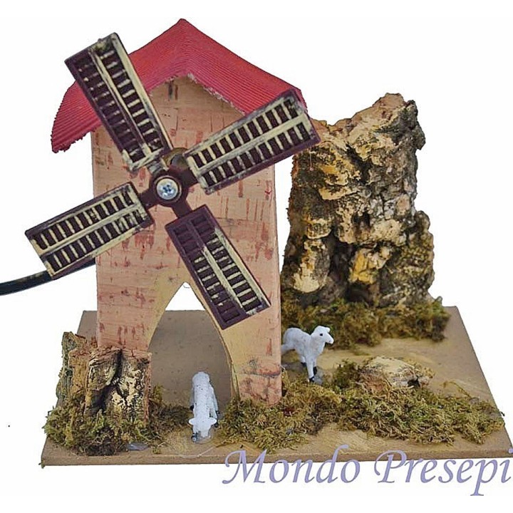 Molino de viento en funcionamiento de 15x10x12 cm de altura.
