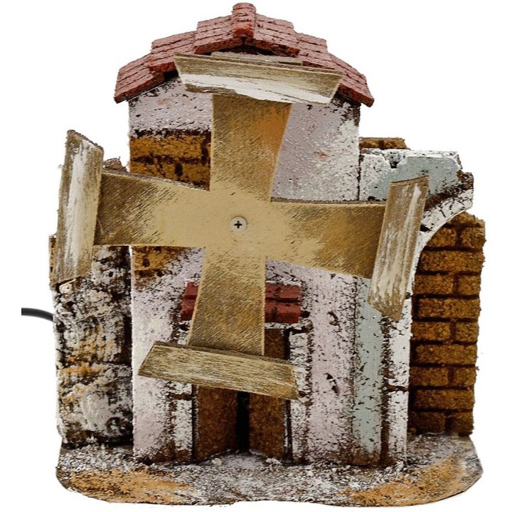 Molino de viento funcional para belén de 15x6,5x16 cm h.