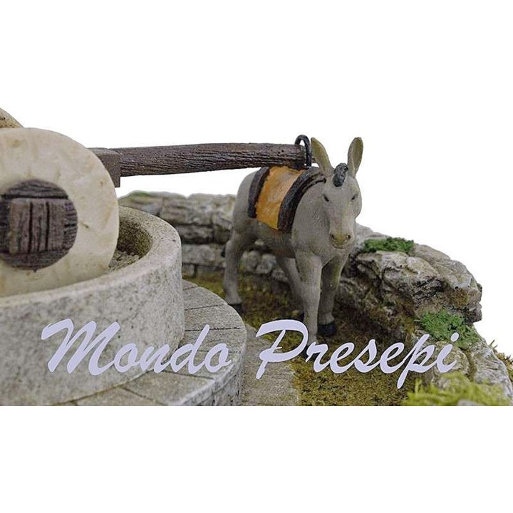 Scena con asino e macina in movimento - accessori per presepe