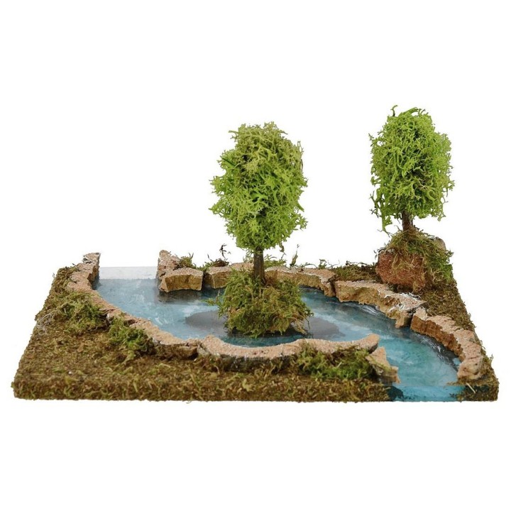 Ruscello componibile con isola cm 26x18x13 h per presepe