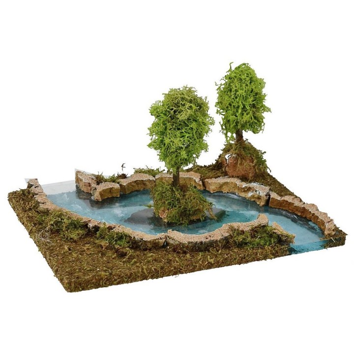 Ruscello componibile con isola cm 26x18x13 h per presepe