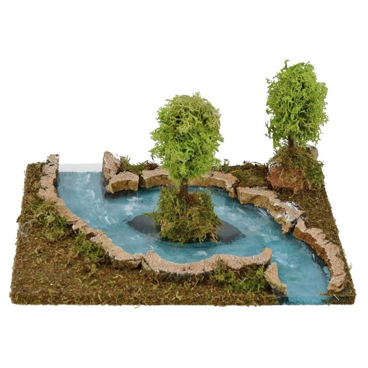 Ruscello componibile con isola cm 26x18x13 h per presepe