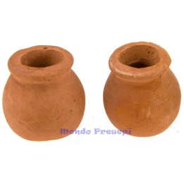 Set of 2 bulging terracotta vases h 1.8 cm