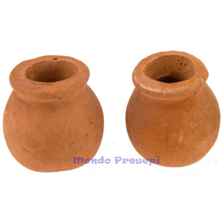 Conjunto de 2 jarrones abombados de terracota h 1,8 cm