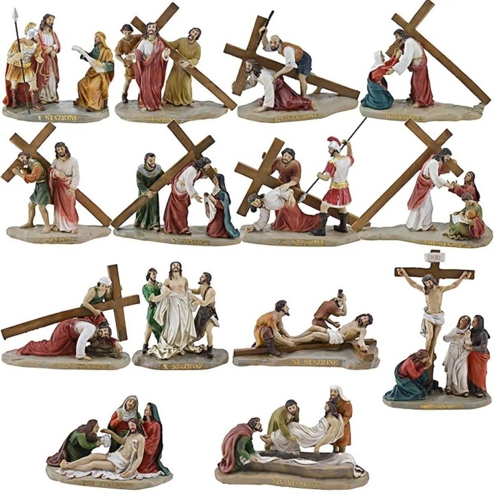 Statue Pasquali 14 scene Via Crucis cm 9