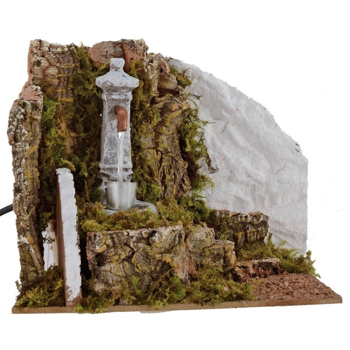 Fontana a colonna funzionante per Presepe cm 19,5x14x16 h