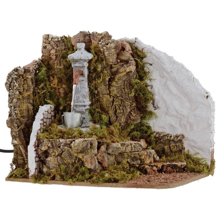 Fontana a colonna funzionante per Presepe cm 19,5x14x16 h