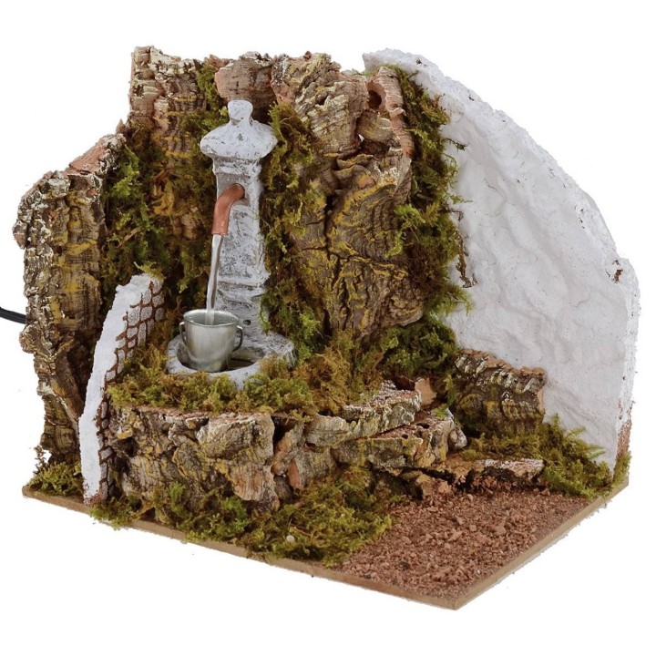 Fontana a colonna funzionante per Presepe cm 19,5x14x16 h