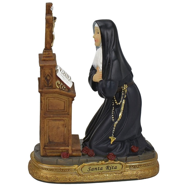 Santa Rita inginocchiata 17 cm statua in resina