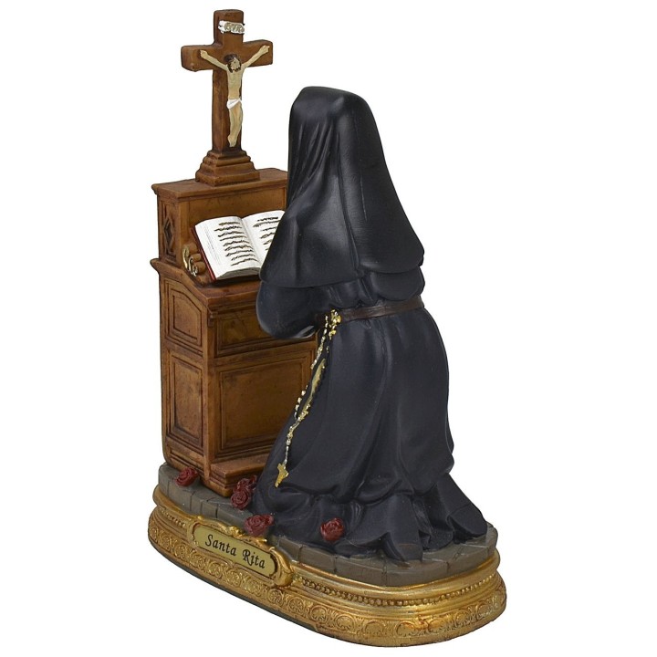 Santa Rita inginocchiata 17 cm statua in resina