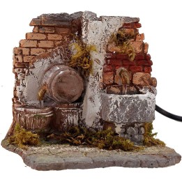 Functioning fountain and barrel cm 13.5x13x12 h.