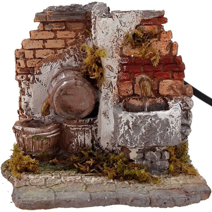 Fuente y barril funcionando cm 13,5x13x12 h.