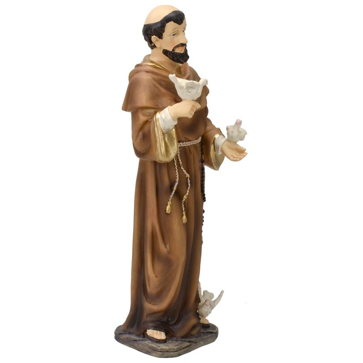 Saint Francis with doves cm 21 resin statue