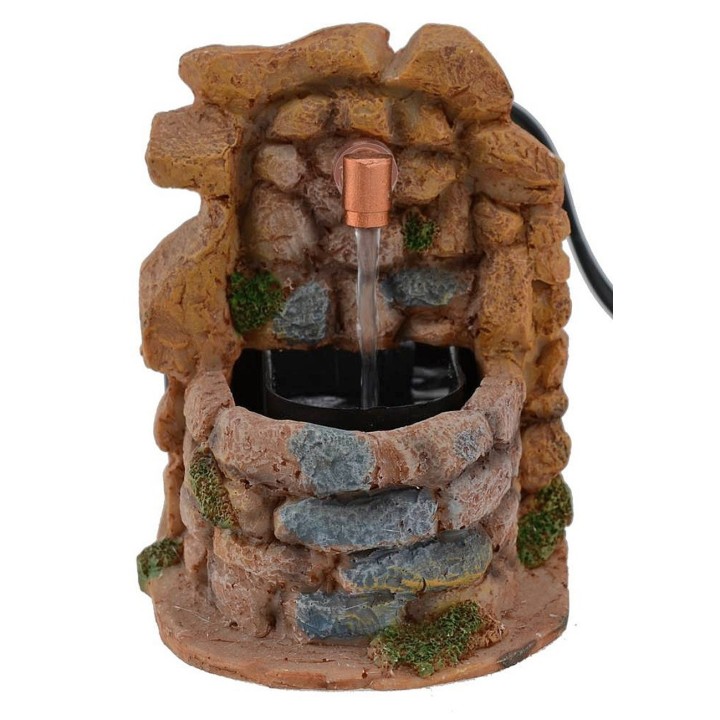 Fuente de resina para belén completa con bomba de 7x11x10,5 cm