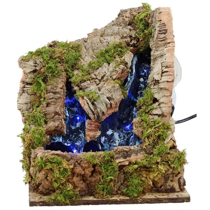 Montagna con due cascate funzionante cm 24,5x25x27 h.