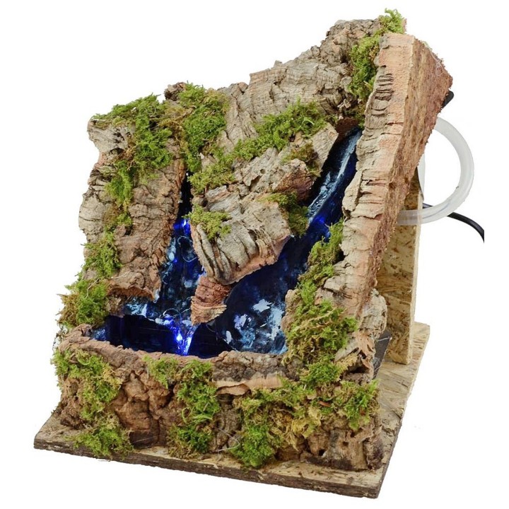 Montagna con due cascate funzionante cm 24,5x25x27 h.