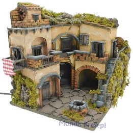 Borgo cm 30x30 illuminato in legno e sughero