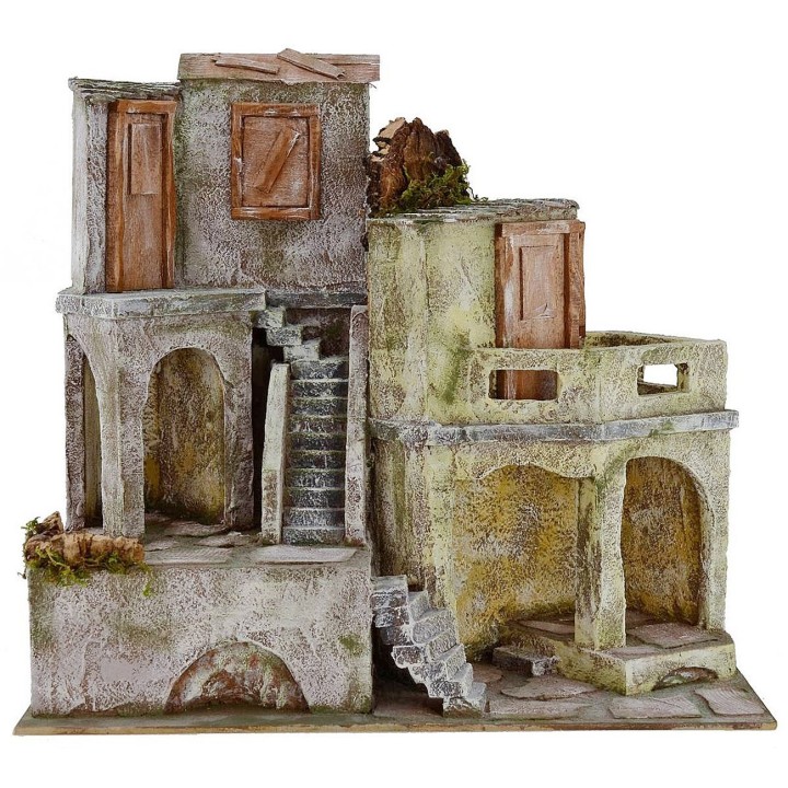 Borgo con case cm 40x22x37 h per statue da 10 cm