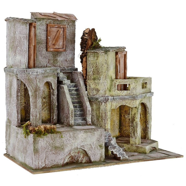 Borgo con case cm 40x22x37 h per statue da 10 cm