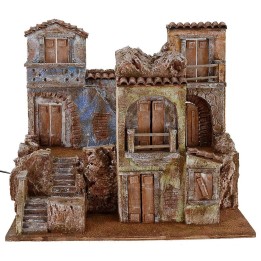 Pueblo iluminado con casas de 50x35x42 cm de altura para