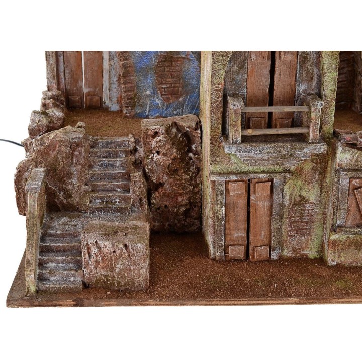 Borgo illuminato con case cm 50x35x42 h per statue da 10 cm