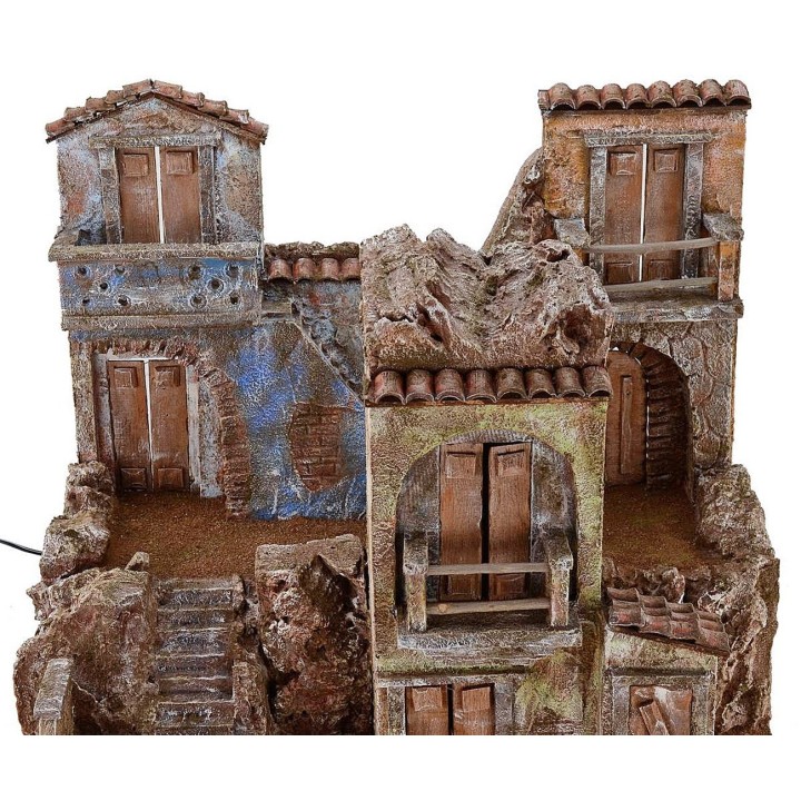 Pueblo iluminado con casas de 50x35x42 cm de altura para