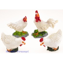 Set 4 galline cm 4-5 in resina
