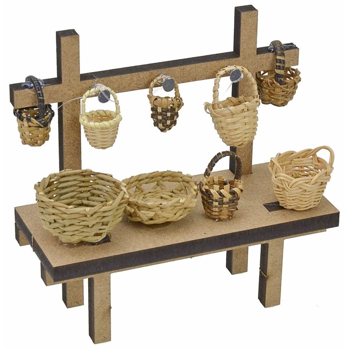 Puesto con cestas de 12x4,5x12 cm de alto para Belén.