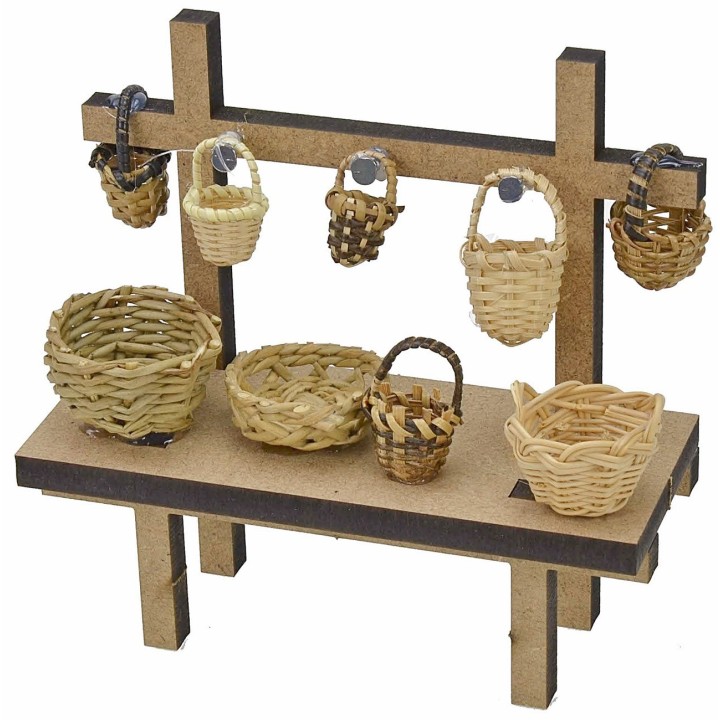 Bancarella con cesti cm 12x4,5x12 h per Presepe