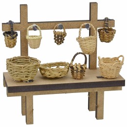 Bancarella con cesti cm 12x4,5x12 h per Presepe