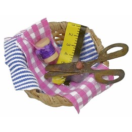 Cesta con herramientas para costurera ø 3 cm