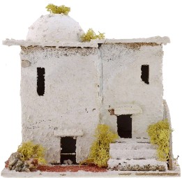 Casa árabe para belén con cúpula y escaleras de 16,5x14x16 cm