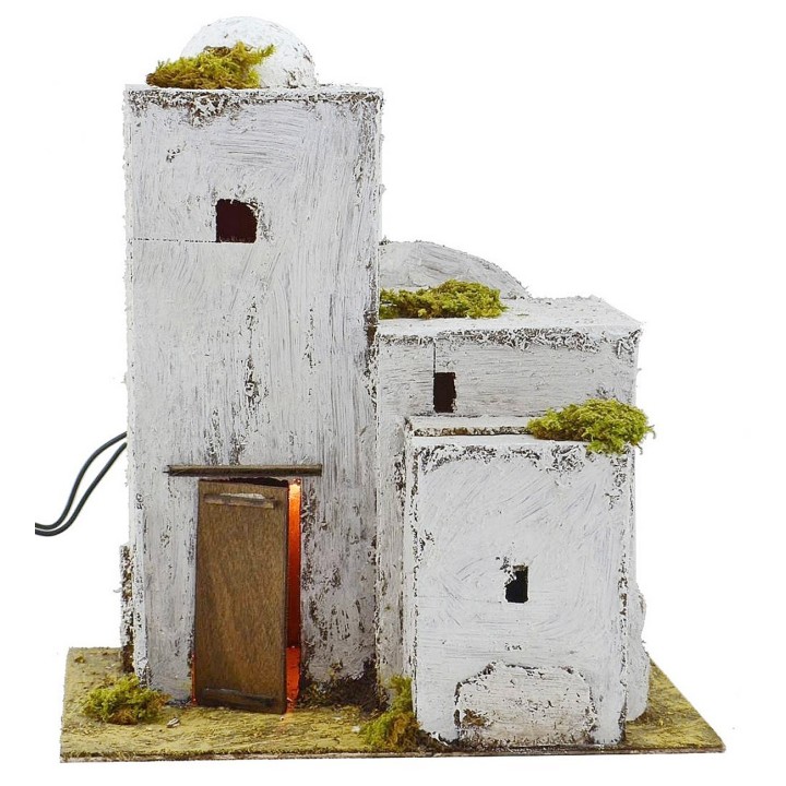 Casa araba illuminata cm 25x17,5x28 h per presepe