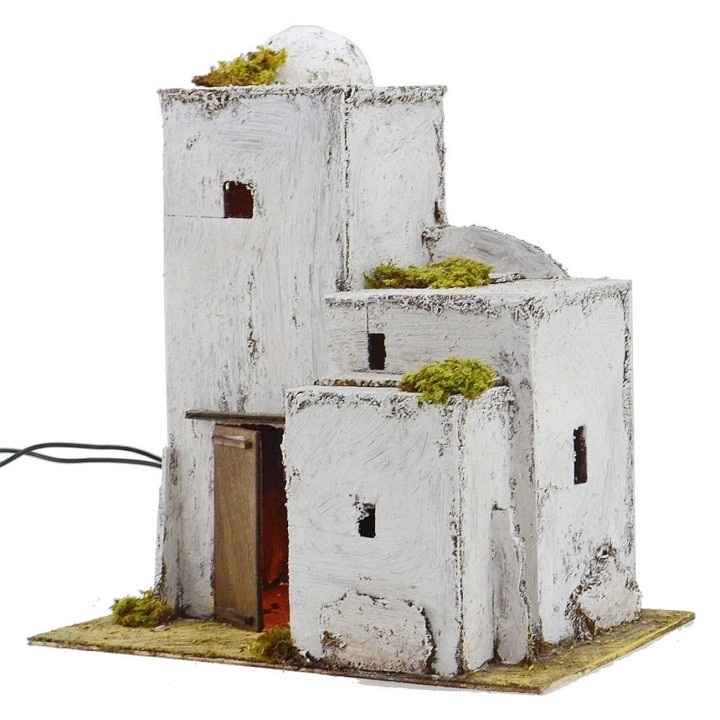 Casa araba illuminata cm 25x17,5x28 h per presepe